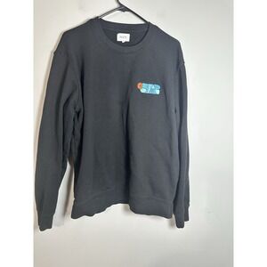 MATE the Label Organic Fleece Black Shrunken Crew Sweatshirt "STAR" Graphic Sz L